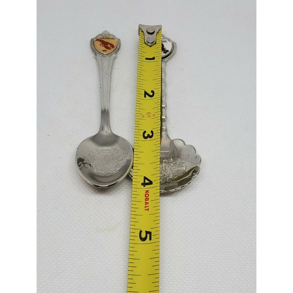Lot Of 2 Bar Harbor Maine Lobster Embossed Graphic Silver Mini Spoon Collectible - Picture 12 of 12